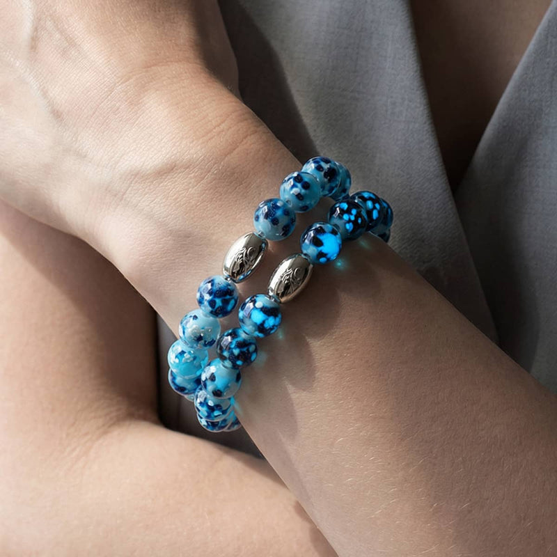 Blue Seaspray | .925 Sterling Silver | Firefly Glass Bracelet
