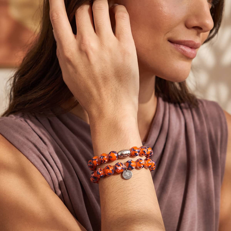 Glowing Ember | .925 Sterling Silver | Firefly Glass Bracelet