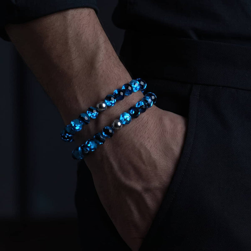 Blue Period | .925 Sterling Silver | Picasso Firefly Glass Diamonds Bracelet