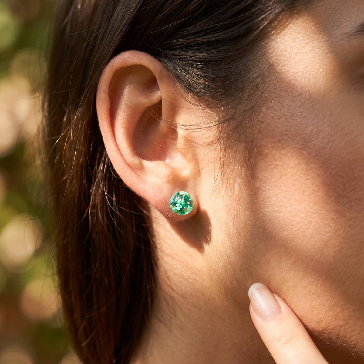 Teal | .925 Sterling Silver | Firefly Glass Stud Earrings
