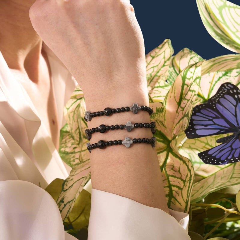 Luck in the Dark | Gunmetal | Clover Essence Bracelet