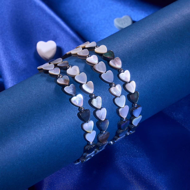 Black Mother of Pearl | .925 Sterling Silver | Heart Wrap