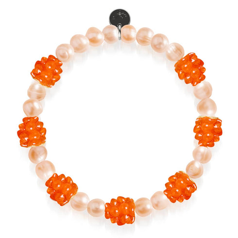 Orange x Champagne Pearl | .925 Sterling Silver | Berry Bracelet