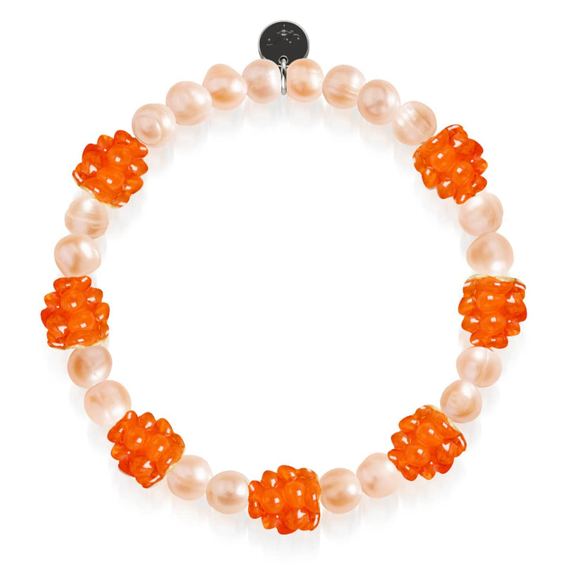 Orange x Champagne Pearl | .925 Sterling Silver | Berry Bracelet