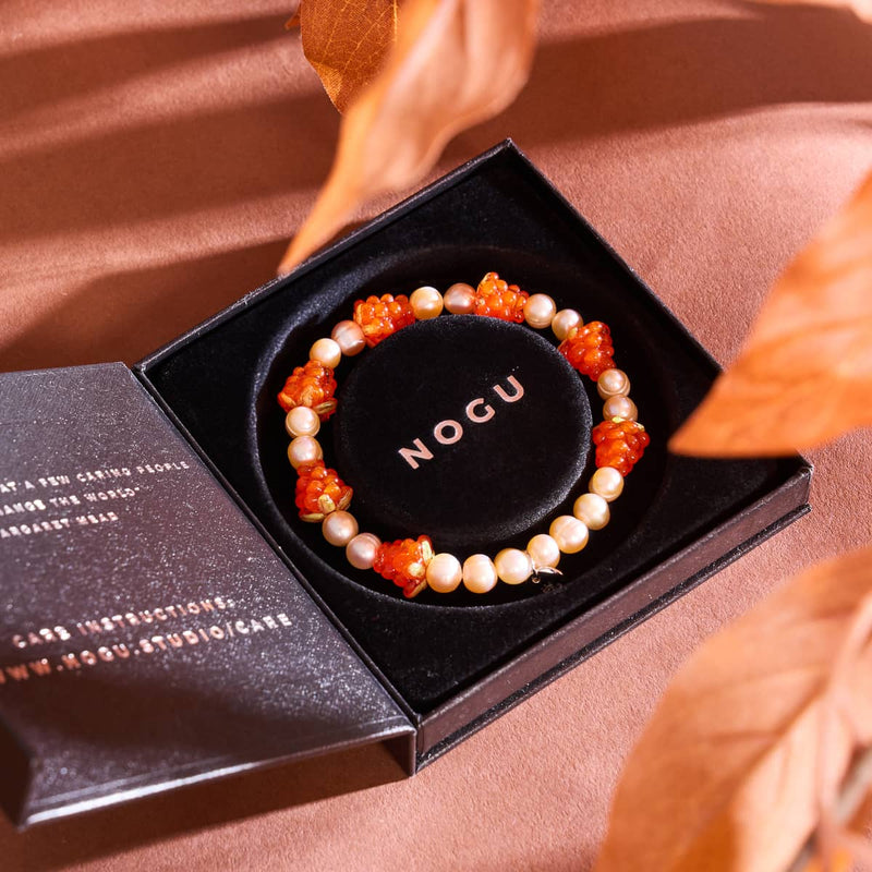 Orange x Champagne Pearl | .925 Sterling Silver | Berry Bracelet