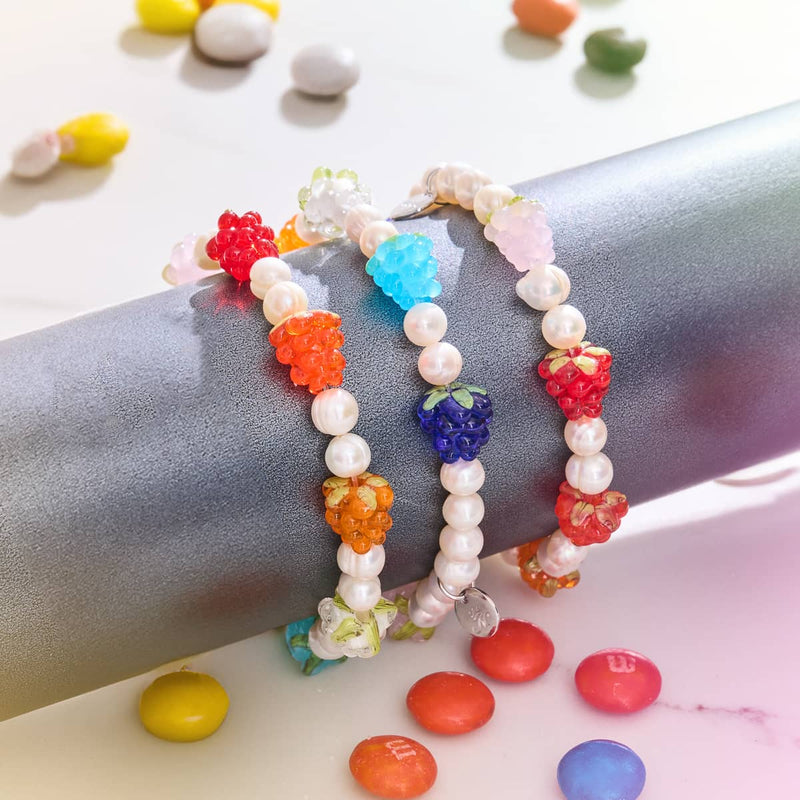 Rainbow x Ivory Pearl | .925 Sterling Silver | Berry Bracelet