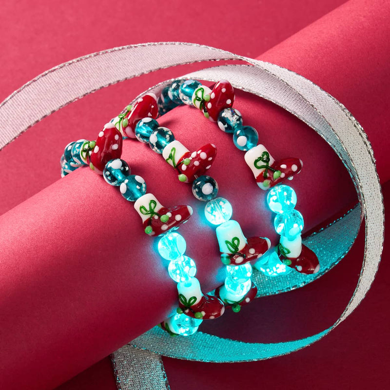 Teal Stockings | Silver | Firefly Glass Polka Dot Bracelet