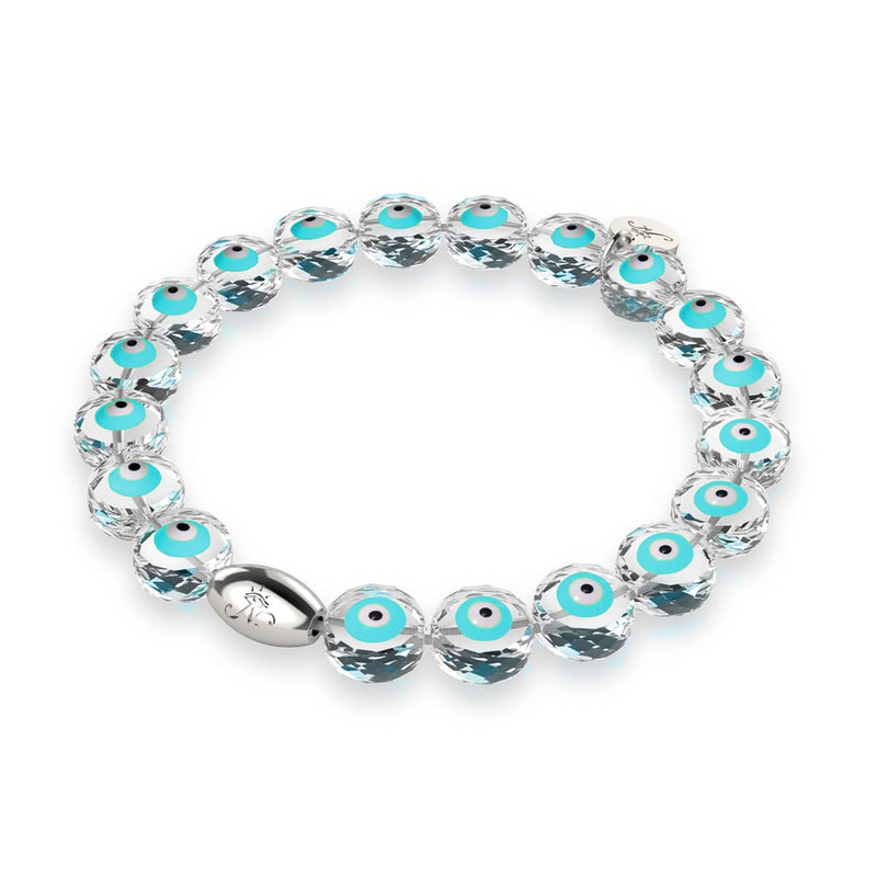 Aqua | .925 Sterling Silver | Crystal Evil Eye Bracelet