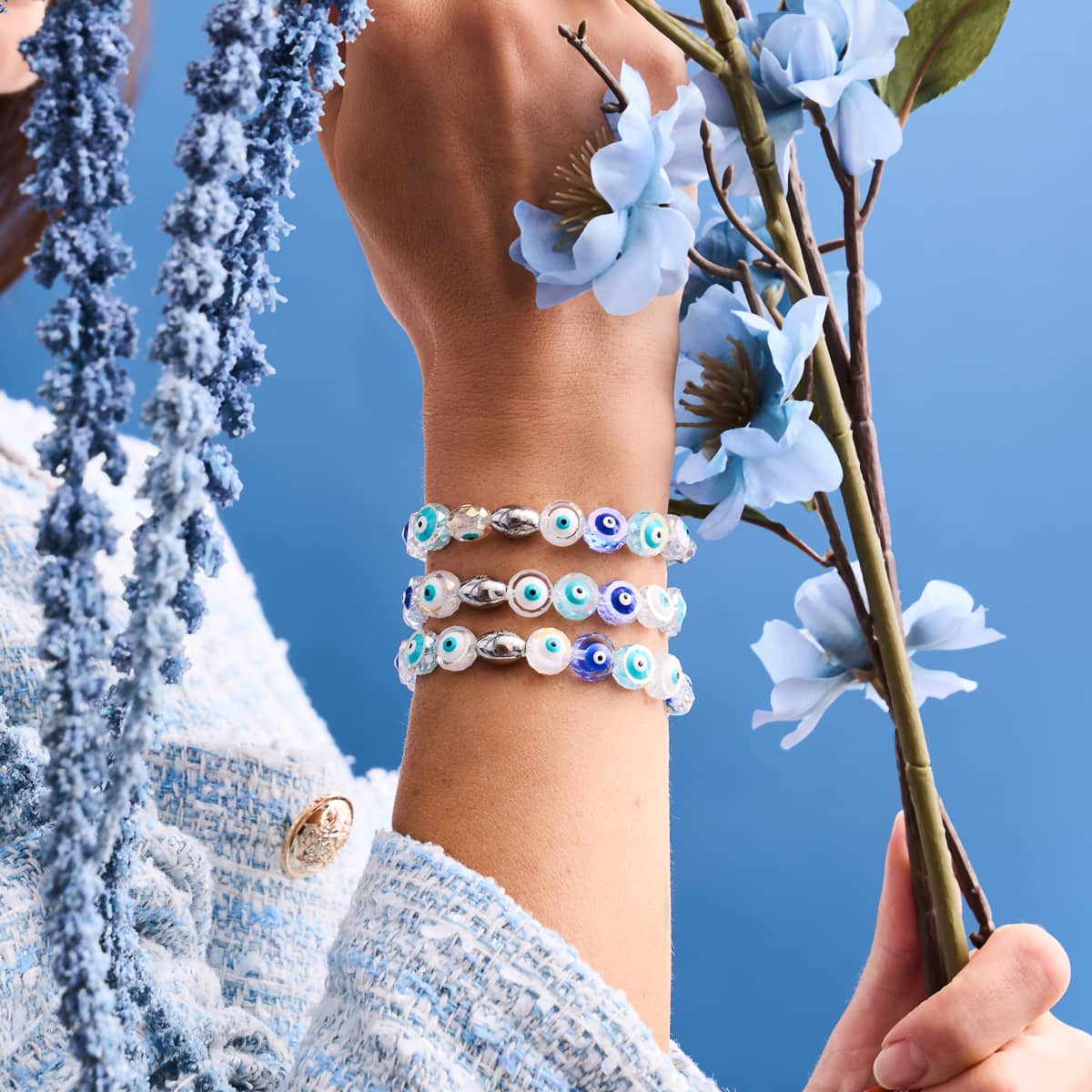 Eye in the Sky | .925 Sterling Silver | Crystal Evil Eye Bracelet