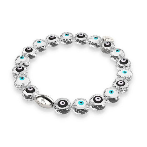 Monochromatic | .925 Sterling Silver | Crystal Evil Eye Bracelet