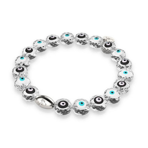 Monochromatic | .925 Sterling Silver | Crystal Evil Eye Bracelet