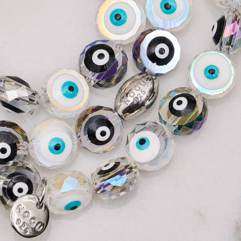Monochromatic | .925 Sterling Silver | Crystal Evil Eye Bracelet