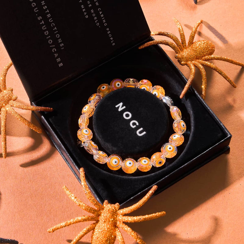 Orange | .925 Sterling Silver | Crystal Evil Eye Bracelet