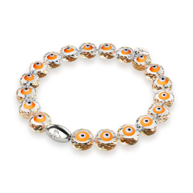 Orange | .925 Sterling Silver | Crystal Evil Eye Bracelet