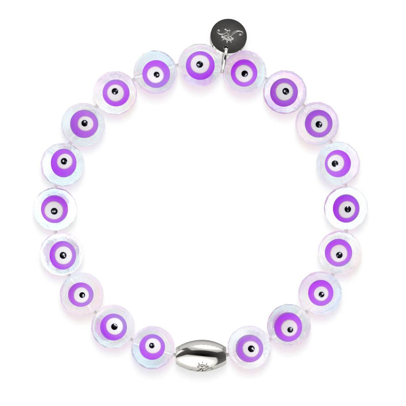 Purple | .925 Sterling Silver | Crystal Evil Eye Bracelet