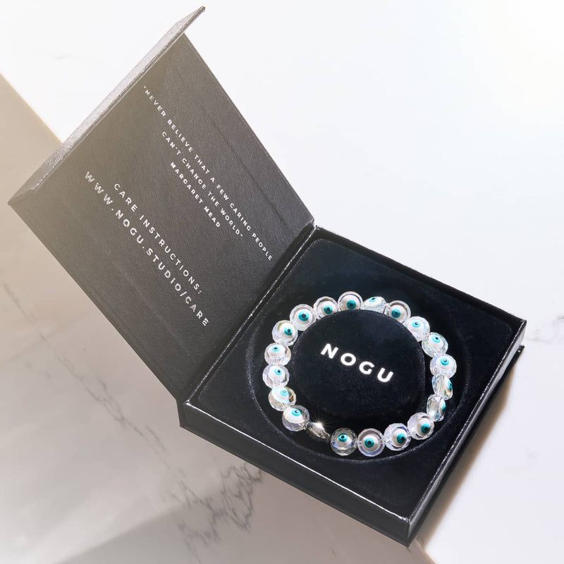 White | .925 Sterling Silver | Crystal Evil Eye Bracelet