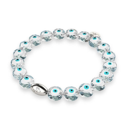 White | .925 Sterling Silver | Crystal Evil Eye Bracelet