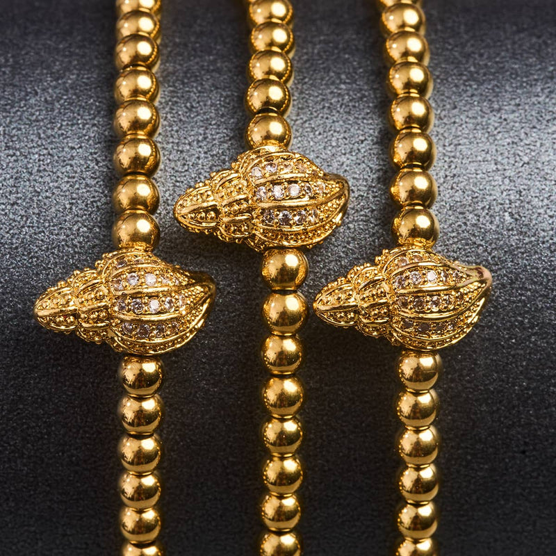 Isla | 18k Gold | Crystal Conch Shell Macrame Charmballa Bracelet