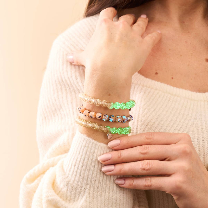 Alabaster | .925 Sterling Silver | Firefly Glass Bracelet