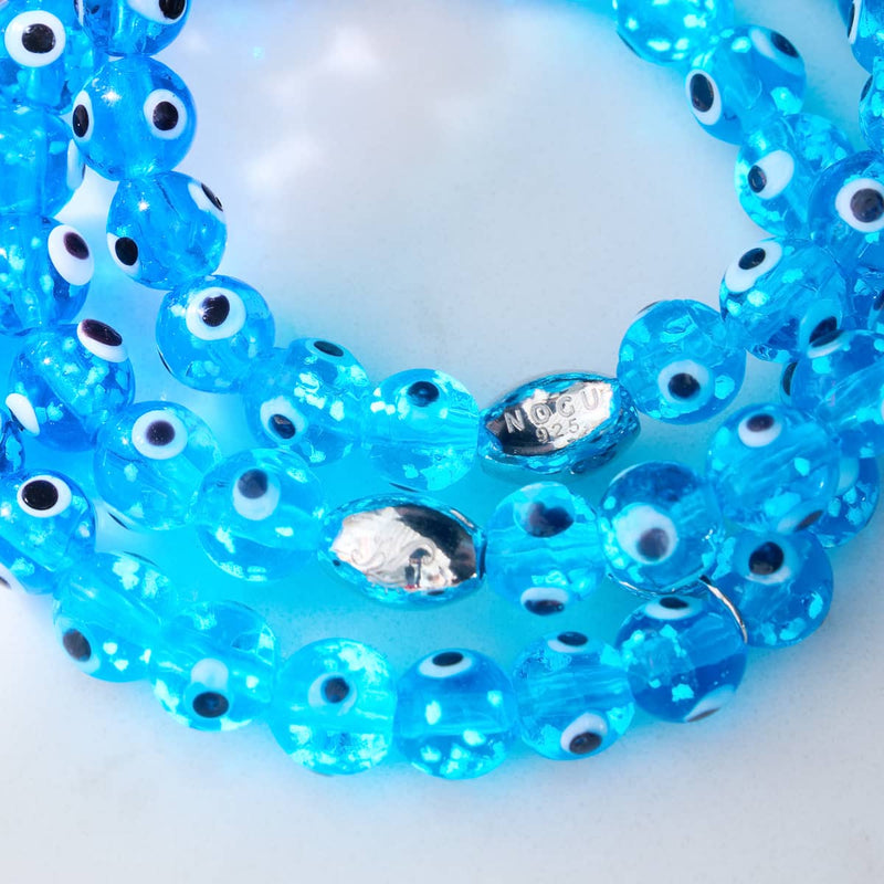 Azul | .925 Sterling Silver | Firefly Glass Evil Eye Bracelet