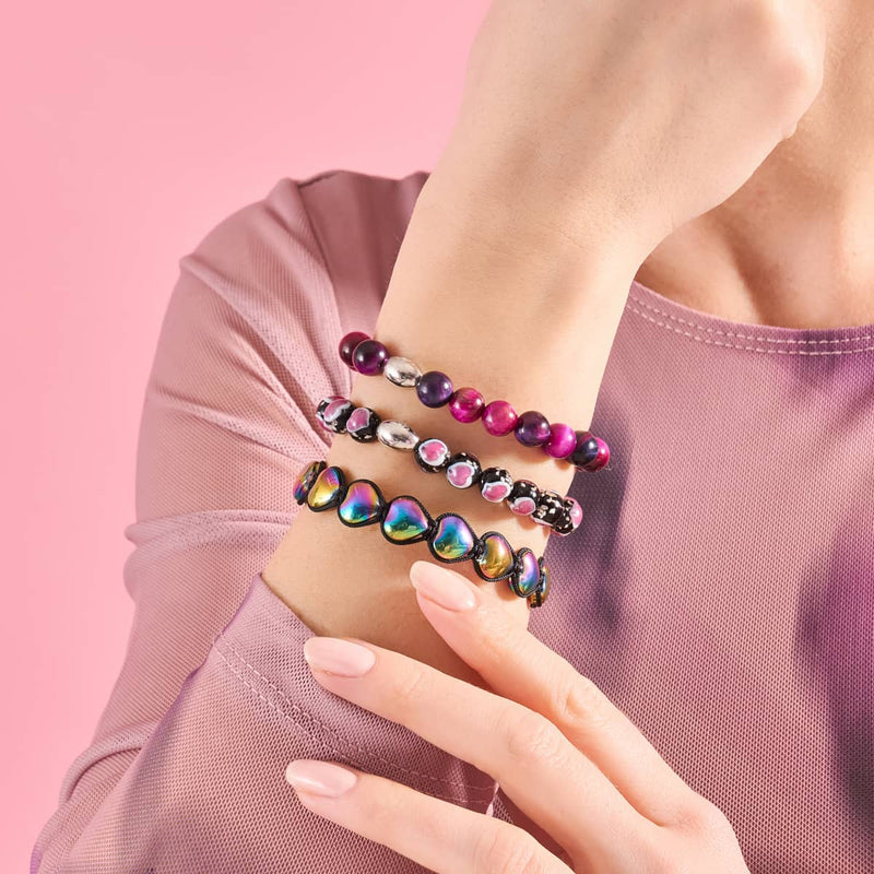 Black x Pink | .925 Sterling Silver | Firefly Glass Love Bracelet