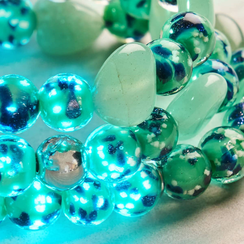 Blue Mint | Firefly Glass x Murano Glass Hearts Bracelet