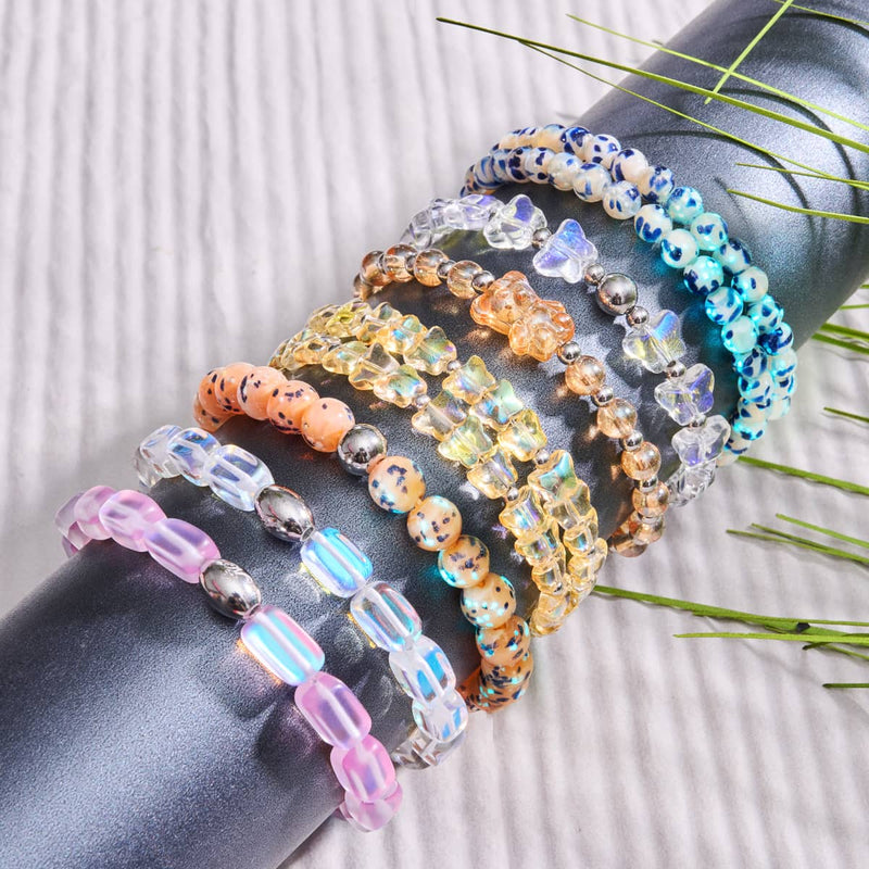 Blueberry Cobbler | Silver | Firefly Glass Macrame Bracelet