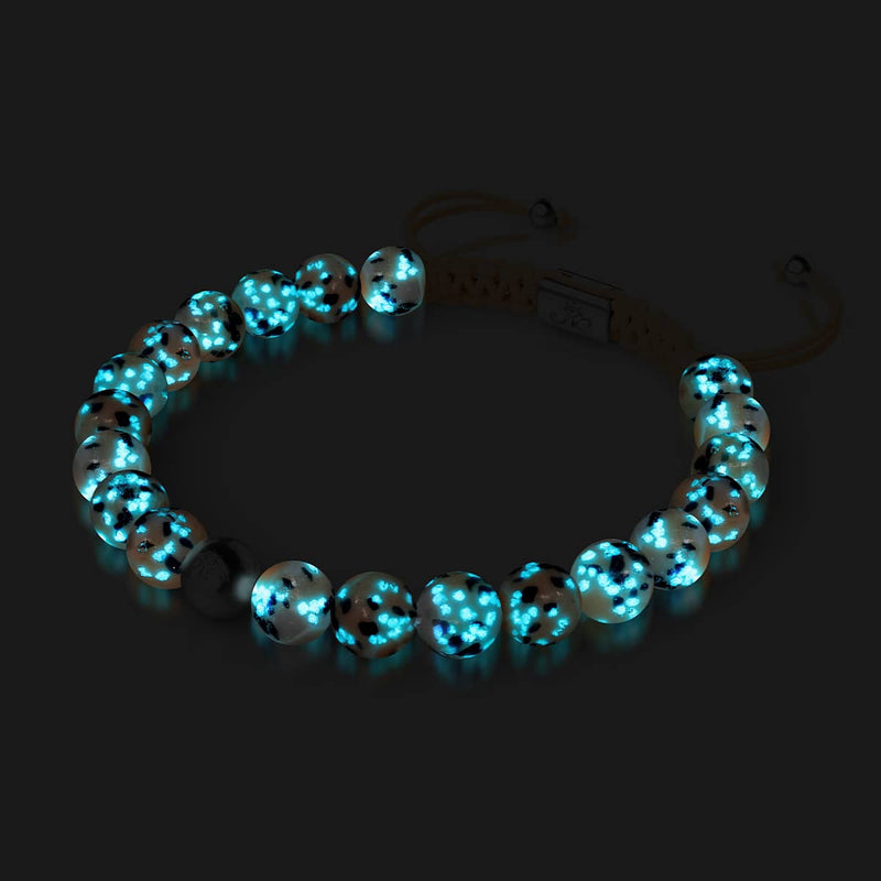 Blueberry Cobbler | Silver | Firefly Glass Macrame Bracelet