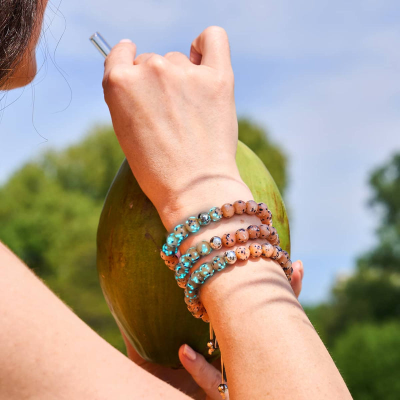 Blueberry Cobbler | Silver | Firefly Glass Macrame Bracelet