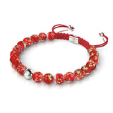 Crimson | Silver | Firefly Glass Macrame Bracelet