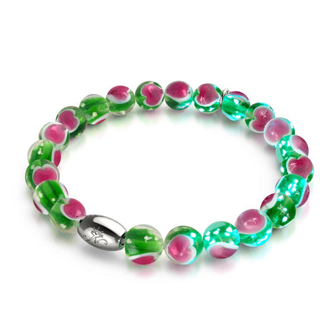 Green x Pink | .925 Sterling Silver | Firefly Glass Love Bracelet