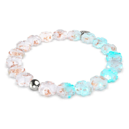 Ivory | Silver | Firefly Glass Clover Bracelet