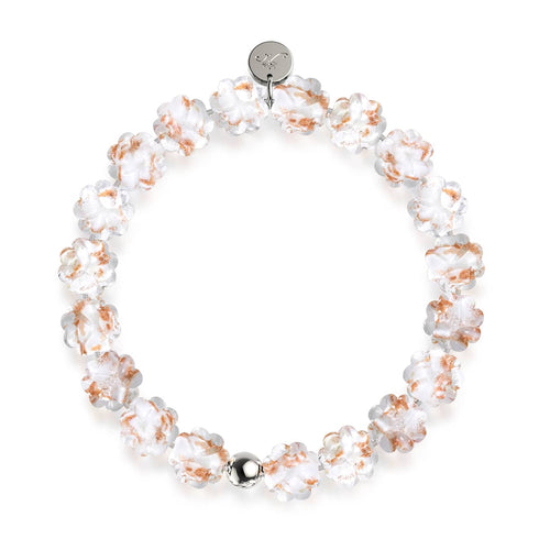Ivory | Silver | Firefly Glass Clover Bracelet