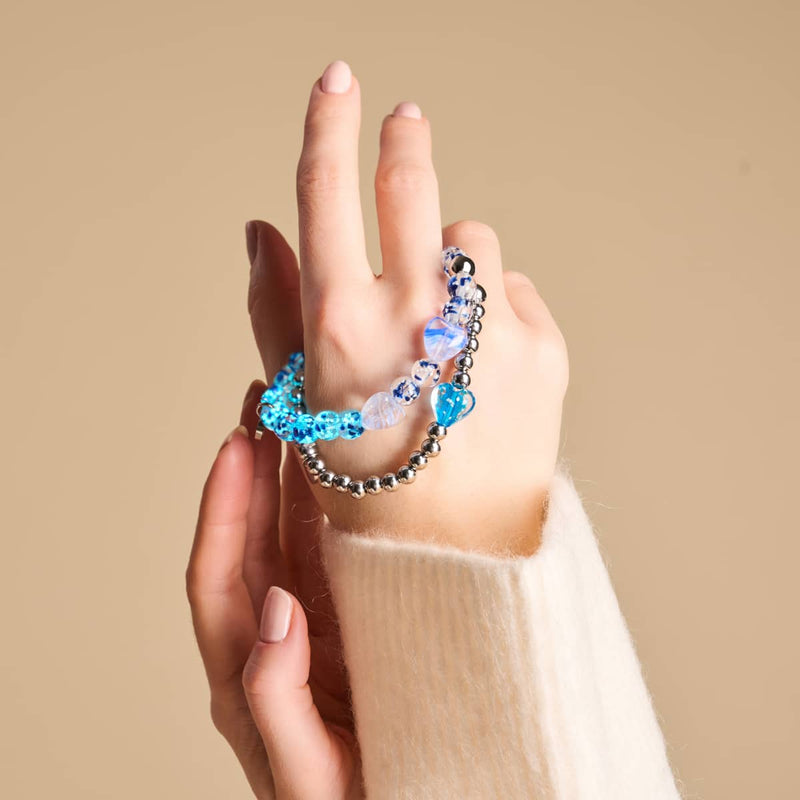 Lapis Flame | Firefly Glass x Murano Glass Hearts Bracelet