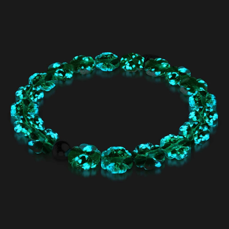 Luminous Shamrock | Silver | Firefly Glass Clover Bracelet