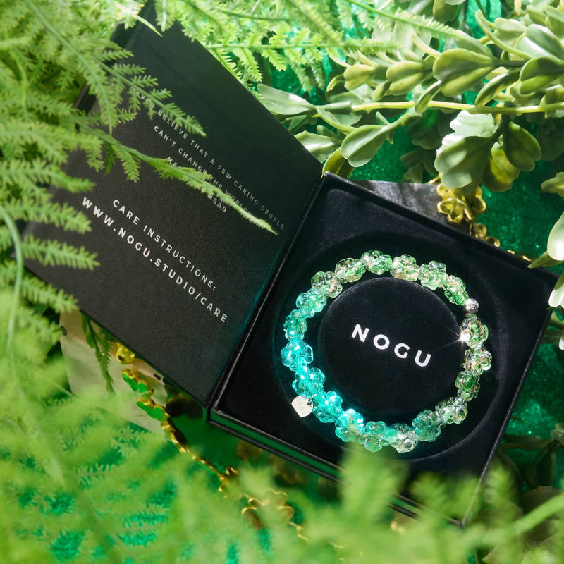 Luminous Shamrock | Silver | Firefly Glass Clover Bracelet