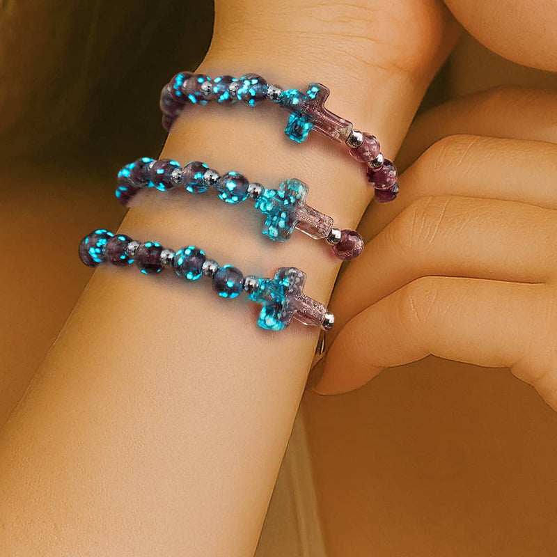 Merlot | Silver | Firefly Glass Cross Bracelet