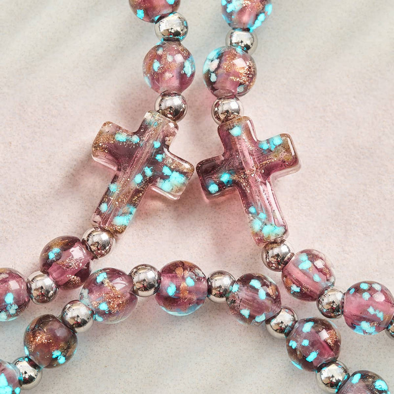 Merlot | Silver | Firefly Glass Cross Bracelet