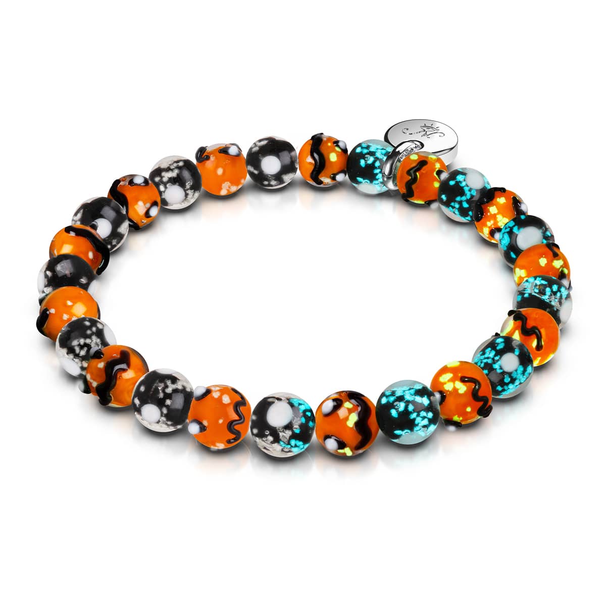 Midnight Pumpkin | Silver | Firefly Glass Pumpkin Bracelet