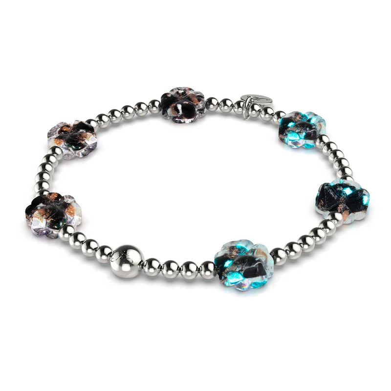 Obsidian | Silver | Firefly Glass Clover Essence Bracelet