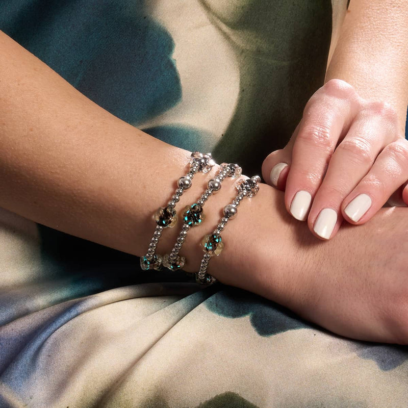 Obsidian | Silver | Firefly Glass Clover Essence Bracelet