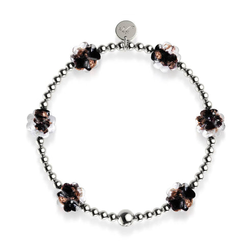 Obsidian | Silver | Firefly Glass Clover Essence Bracelet