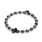 Obsidian | Silver | Firefly Glass Cross Bracelet