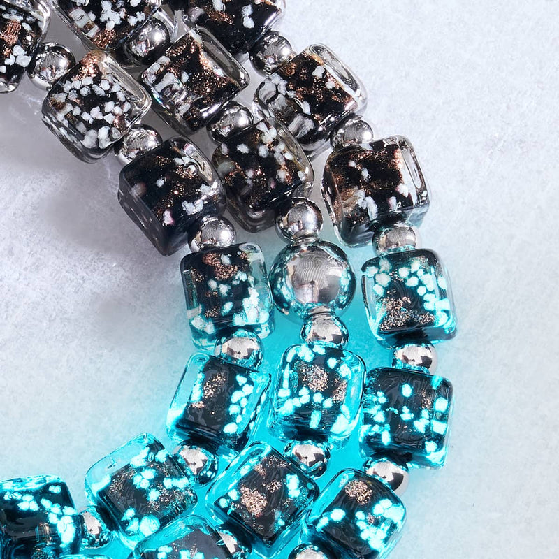 Obsidian | Silver | Firefly Glass Pebble Bracelet