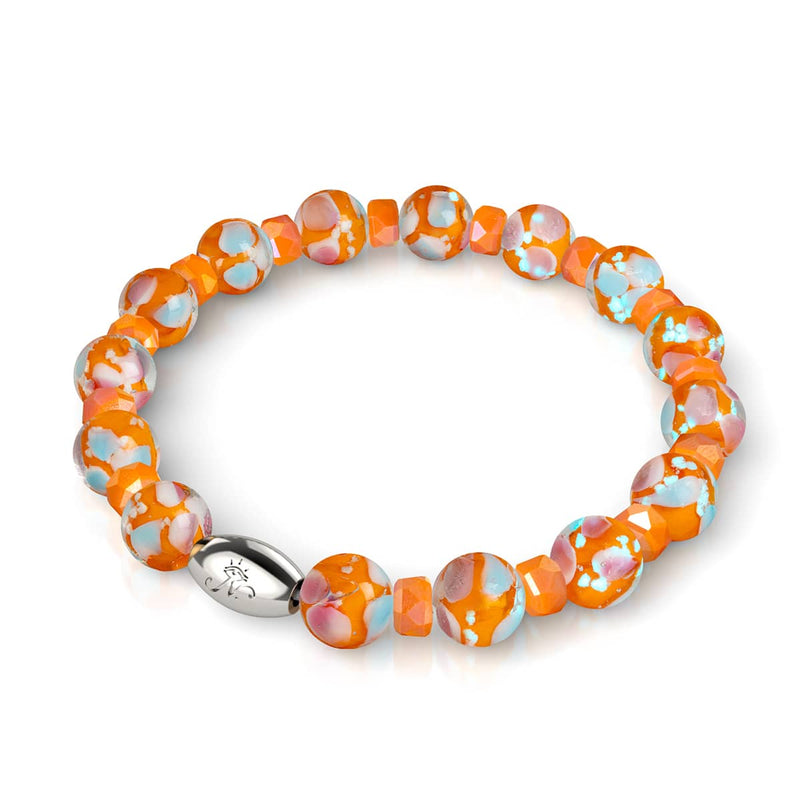 Orange Orchid | .925 Sterling Silver | Firefly Glass Blossom Bracelet