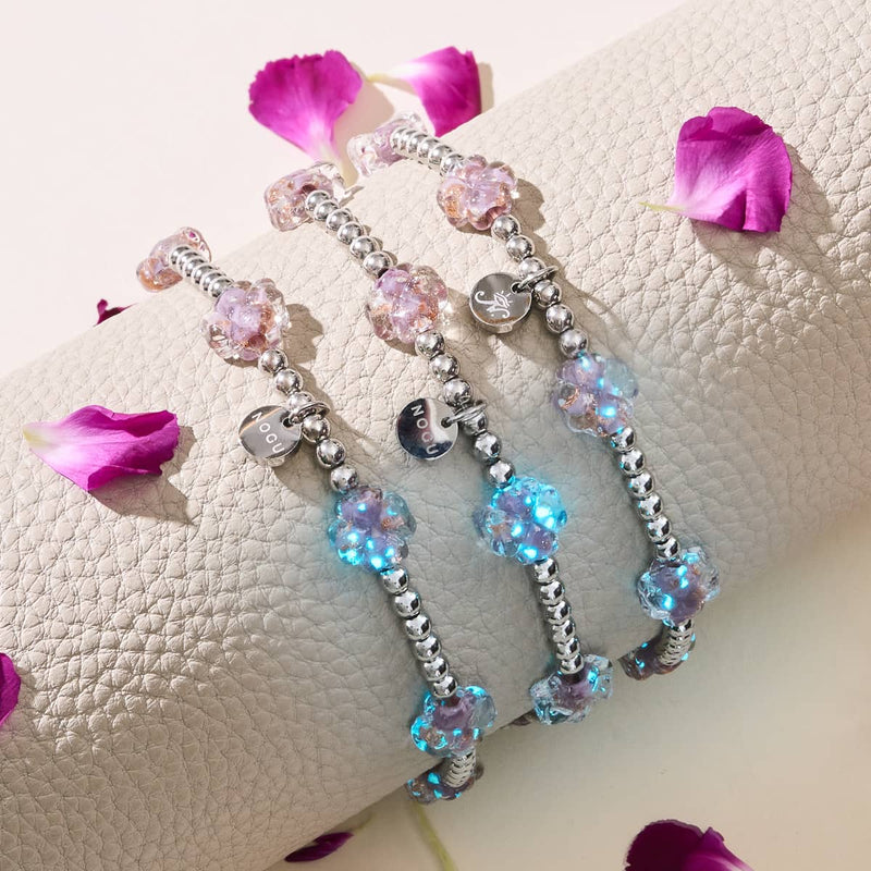 Periwinkle | Silver | Firefly Glass Clover Essence Bracelet