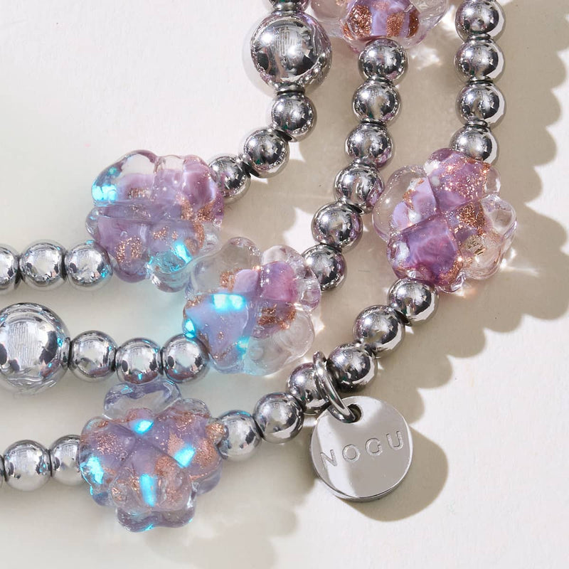 Periwinkle | Silver | Firefly Glass Clover Essence Bracelet