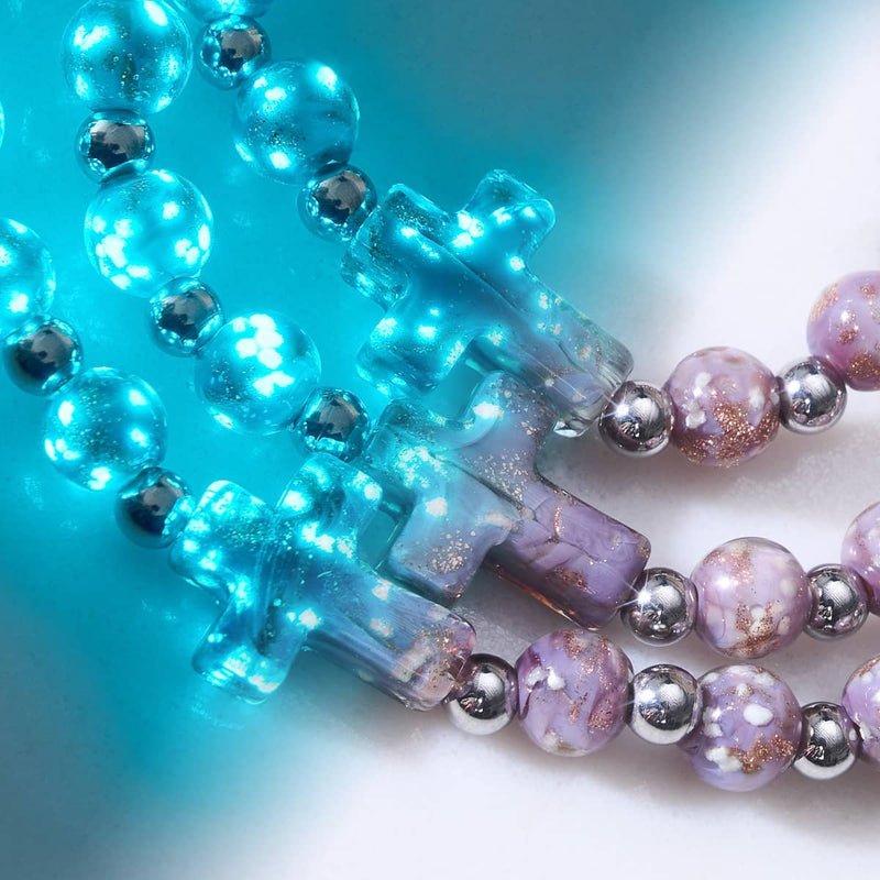 Periwinkle | Silver | Firefly Glass Cross Bracelet