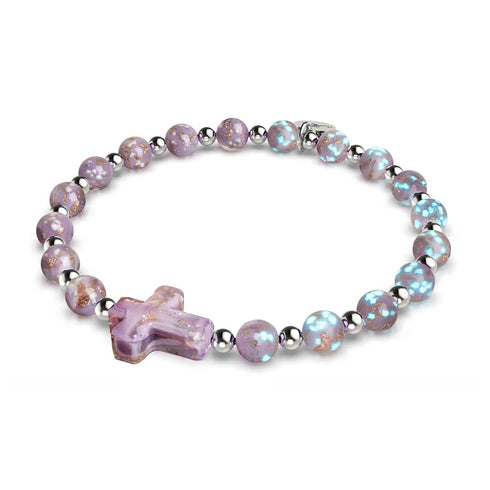 Periwinkle | Silver | Firefly Glass Cross Bracelet