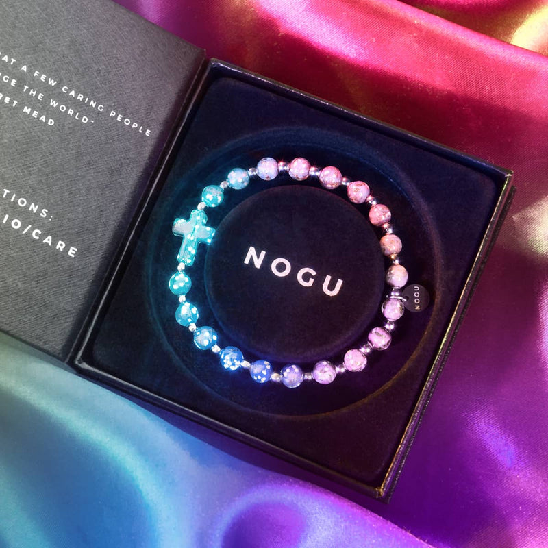 Periwinkle | Silver | Firefly Glass Cross Bracelet